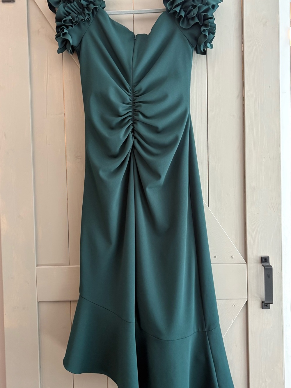 Xscape Teal Green Ruffle-Sleeve High-Low Dress - Picture 2 of 6